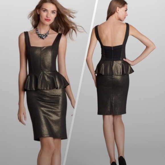ALICE + OLIVIA Metallic Peplum Dress